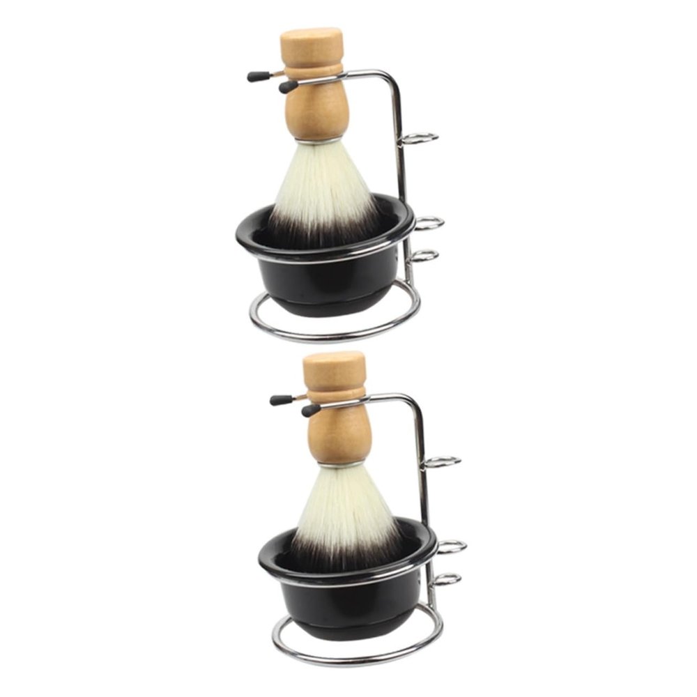 FRCOLOR 2sets Shaving Brush and Bowl Kit Stand Ergonomic Shaving Brush for Traditional Wet Father Day and Birthdays