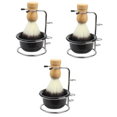 FRCOLOR 3sets Portable Shaving Cup Brush Bowl Men Barber Accessories for Grooming Father Day