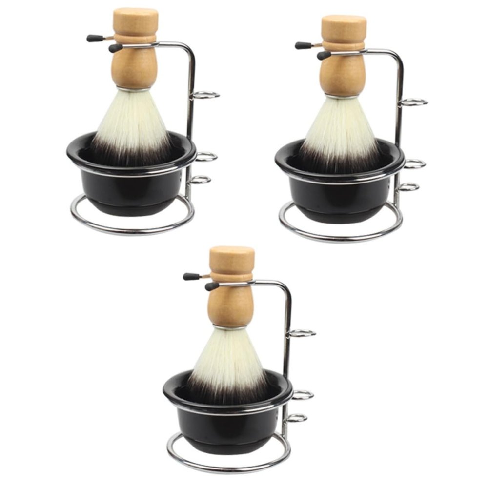 FRCOLOR 3sets Portable Shaving Cup Brush Bowl Men Barber Accessories for Grooming Father Day