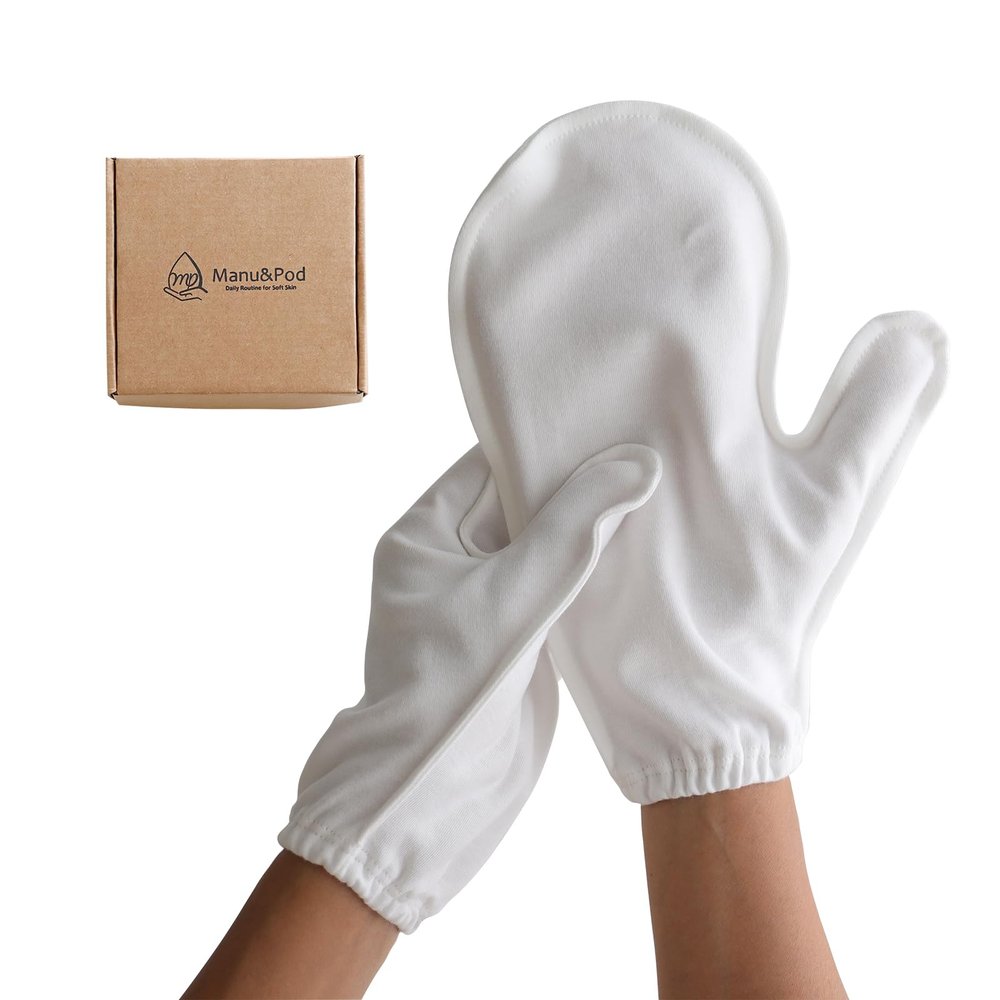 Manu&Pod Small 3 Pairs 100% Organic Cotton Moisturizing Gloves for Dry Hands, Eczema, Psoriasis l Overnight Cream, Ointment for Women l Sleep Treatment l Wristband, White