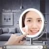 8 Inch Double Sided 1X/10X Magnifying Wall Mounted Makeup Vanity Mirror with LED Lighted & Screen Dimming, 360 Swivel Extendable Cosmetic Mirror, Bathroom HD Shaving Mirror ,Rose gold,Plug In view 3
