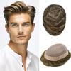 Toupee For Men Hair System Real Human Hair Piece For Men Durable Fine Mono Hair System For Mens Toupee Natural Hairline8x10Medium light to Medium density#1720 17# DARK ASH BLONDE+20% GREY view 1