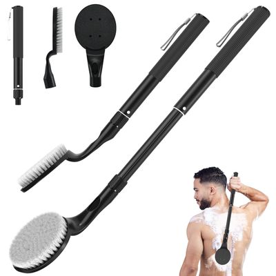 Back Scrubber Anti Slip for Shower, 25.7 Telescopic Back Bath Brush for Shower, Back Scrubber, Exfoliation and Improved Skin Health for Elderly with Limited Arm Movement, Disabled