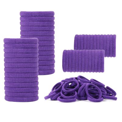 100 Pack No Damage Hair Ties For Women Thick Hair,Soft Seamless Colorful Ponytail Holders for Girls,Dark Purple Elastic Hair Bands (Dark Purple)