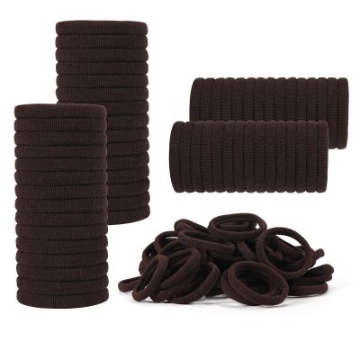 100 Pack No Damage Hair Ties For Women Thick Hair,Soft Seamless Colorful Ponytail Holders for Girls,Dark Brown Elastic Hair Bands (Dark Brown)