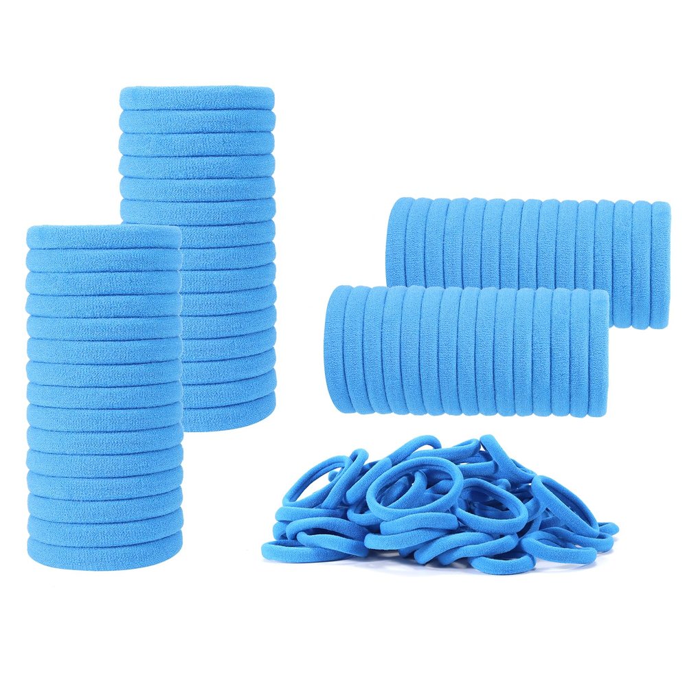 100 Pack No Damage Hair Ties For Women Thick Hair,Soft Seamless Colorful Ponytail Holders for Girls,Dark Blue Elastic Hair Bands (Dark Blue)