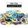 100 Pack No Damage Hair Ties For Women Thick Hair,Soft Seamless Colorful Ponytail Holders for Girls,Black Elastic Hair Bands (Black) view 4