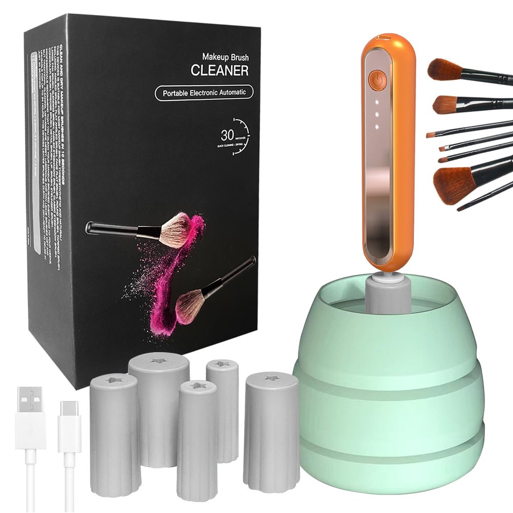 2-in-1 Silicone Makeup Brush Cleaner Electric Makeup Brush Cleaner and Dryer Super Fast Cleaning and Drying for Makeup Lovers and Professionals