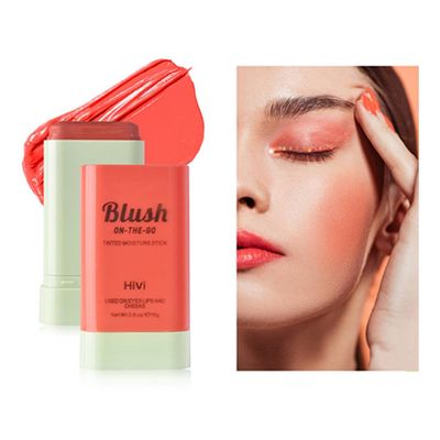 LAMUSELAND Cream Blush Stick, Multi Use Waterproof Natural Face Blush, Moisturize, Long-lasting, Pigmented & Blendable, Matte Makeup Blush Stick for Cheeks Eyes Lips (coral orange)