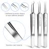 4 PCS Blackhead Remover Tool Include Blackhead Tweezers and Ingrown Hair Tweezers, Precision Blackhead Pimple Extractor for Pimple Whitehead Ance, Curved Tip Lash Tweezers for Eyelash Extension view 2