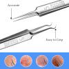 4 PCS Blackhead Remover Tool Include Blackhead Tweezers and Ingrown Hair Tweezers, Precision Blackhead Pimple Extractor for Pimple Whitehead Ance, Curved Tip Lash Tweezers for Eyelash Extension view 3