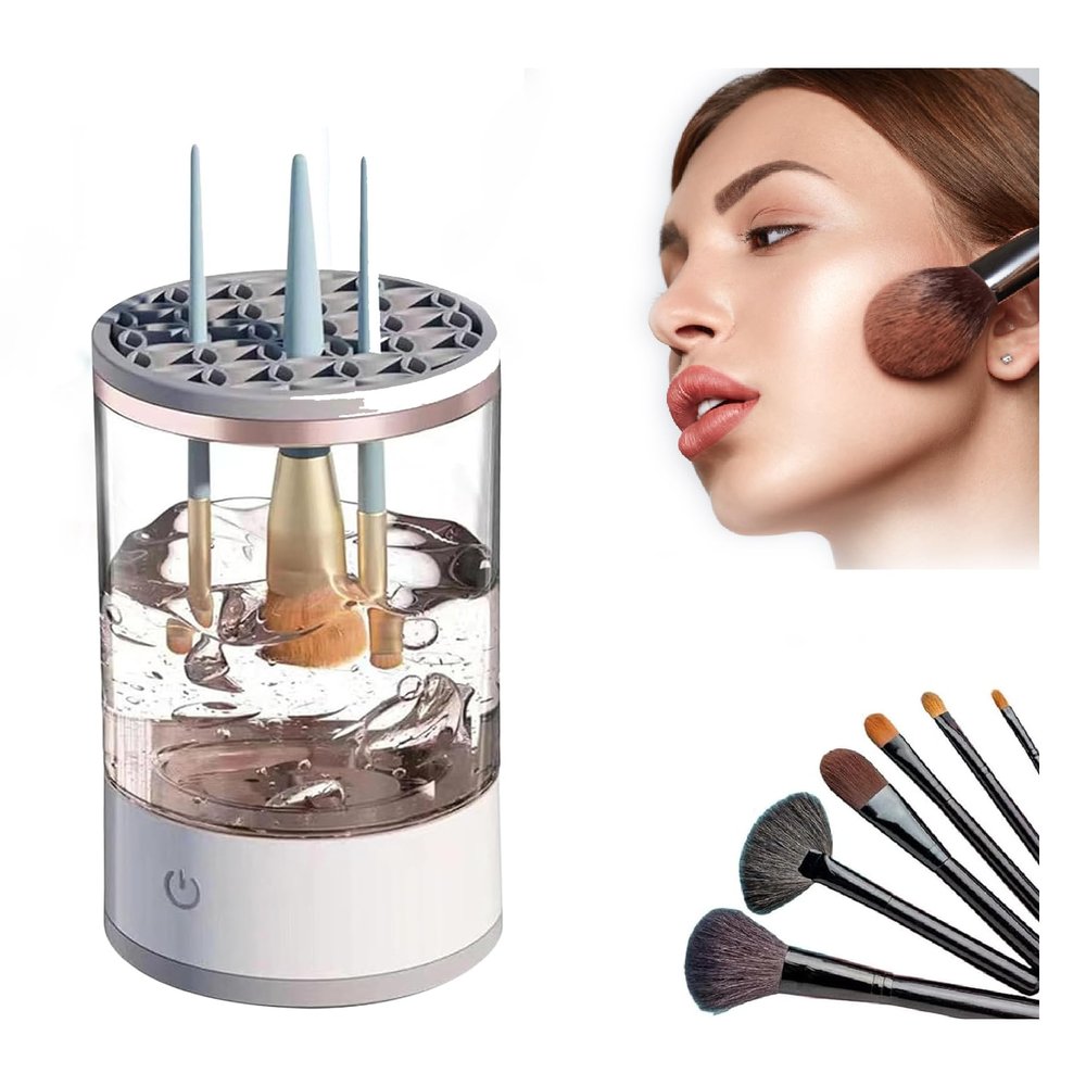 Brushly Pro Cosmetic Makeup Brush Cleaner, Electric Automatic Makeup Brush Cleaner Machine, Make up & Makeup Brush Cleaner & Cleaning Kit Washer Machine (2pcs)