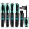 4 Pack 4D Silk Fibers Lashes Mascara,Waterproof Smudge-proof Thickening Mascara,Exquisitely Full,Thickening Softer Fuller Lashes,Long-Lasting No Flaking Natural No Clumping,All Day Exquisitely Full view 1