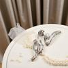 1Pc Silver Metallic Ribbon-Shaped Pearl Metal Hair Claw Clips,Large Hair Claw Nonslip Hair Barrettes Non-Slip No Broken Strong Hold Hair Clamps for Woman Hair Accessories view 4