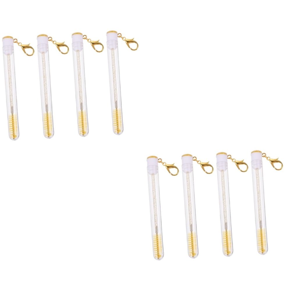 Mipcase 8pcs Eyelash Brush Key Chain Diamonds Portable Makeup Tool for Eyelash and Eyebrow Application Lightweight and Reusable for Travel and