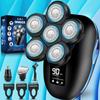 Electric Head Shaver for Bald Men, 6 in 1 Mens Electric Head Razor Bald Head Shaver Cordless Electric Razor Men, IPX7 Wet/Dry Waterproof Skull Shaver with Head Shaver Kit LED Display Blue view 1