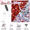 Laza 2 Jars Body Glitter for Valentines Day Hair Accessories Heart Glitter Holographic Chunky Sequins with Glitter Glue for Women Makeup Face Paint Festival Rave Outfits Party Costumes- Colorful Love view 2