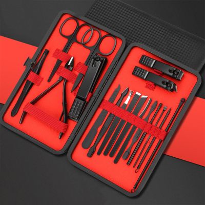 4/7/10/12/16/18/24Pcs Nail Clipper Kit, Finger Nail Clipper Portable Pedicure Manicure Nail Clipper Set Christmas Gifts for Husband Women Boyfriend with Holsters (Black) (Black 18 Pcs Set)