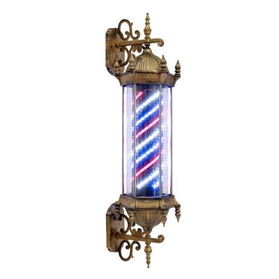 LyeXD 35.43in Barber Pole Retro Style Light, 110V Wall Mount Rotating Barber Light Pole Hair Barber Salon Shop Open Sign, 18W Rotating LED Strips Energy Saving Hair Salon Sign (Red+Blue+White Light)
