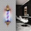 LyeXD 35.43in Barber Pole Retro Style Light, 110V Wall Mount Rotating Barber Light Pole Hair Barber Salon Shop Open Sign, 18W Rotating LED Strips Energy Saving Hair Salon Sign (Red+Blue+White Light) view 3