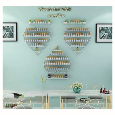 ZBJDX Nail Polish Display Rack, Heart-Shaped Wall-Mounted Beauty Rack, 6-Piece Set - Decorate The Wall, for Storing Cosmetics,White