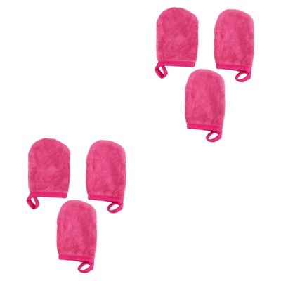 POPETPOP 6pcs Makeup Removal Gloves for Gentle Facial Cleansing Thickened Cleaning Pads Rosy for Easy Makeup Removal and Daily Skin Care