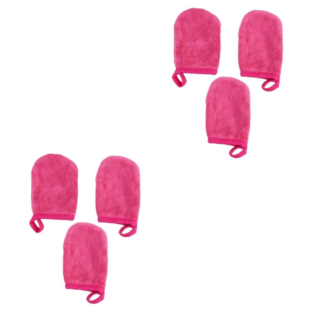 POPETPOP 6pcs Makeup Removal Gloves for Gentle Facial Cleansing Thickened Cleaning Pads Rosy for Easy Makeup Removal and Daily Skin Care