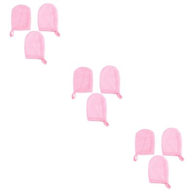 balacoo 3sets Facial Cleaning Gloves Makeup Removal Puff Makeup Powder Cleaning Gloves Thickened Pink Face Washer Tool Facial Scrubbing Mitts 3pcs*3