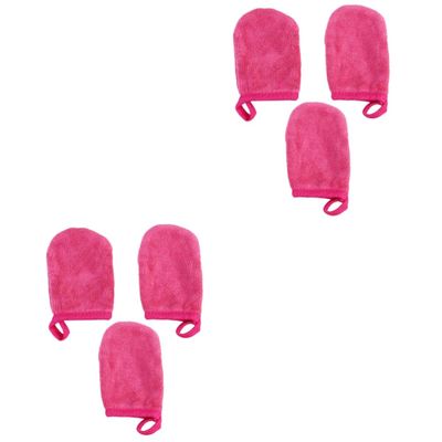 balacoo 6pcs Thickened Makeup Removal Gloves Soft Facial Cleaning Mitts for Reusable Powder Puff Skin Types and Travel