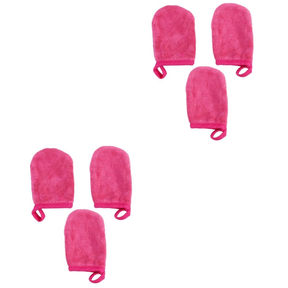 balacoo 6pcs Thickened Makeup Removal Gloves Soft Facial Cleaning Mitts for Reusable Powder Puff Skin Types and Travel