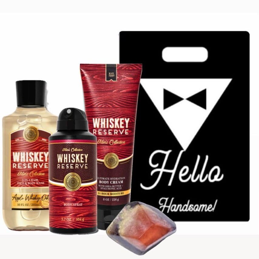 Bath & Body Works - Men's Collection - 3 Piece Bundle - Spray - Body Cream - Shower Gel and Diamond Soap (Whiskey Reserve)