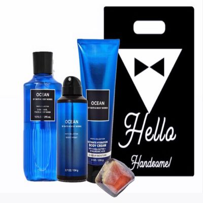 White Barn - Men's Collection - 3 Piece Bundle - Ocean Spray, Body Cream, Shower Gel, Diamond Soap (Face)