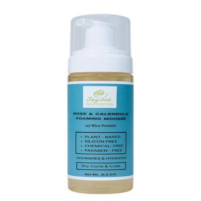 Jaydek Naturals Rose and Caledula Foaming Mousse | For Frizz Control Styling Mousse | Infused with Hydrolysed Rice Protein for Volume and Shine | 8 oz