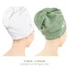American Soft Linen 100% Cotton Hair Towels for Women, Head Towel Cap, Cotton Hair Turban Towel Wrap for Hair, Soft and Absorbent Cotton Hair Towels 2 Pack, White-Sage Green view 2
