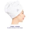 American Soft Linen 100% Cotton Hair Towels for Women, Head Towel Cap, Cotton Hair Turban Towel Wrap for Hair, Soft and Absorbent Cotton Hair Towels 2 Pack, White-Sage Green view 3
