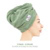 American Soft Linen 100% Cotton Hair Towels for Women, Head Towel Cap, Cotton Hair Turban Towel Wrap for Hair, Soft and Absorbent Cotton Hair Towels 2 Pack, White-Sage Green view 4