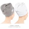 American Soft Linen 100% Cotton Hair Towels for Women, Head Towel Cap, Cotton Hair Turban Towel Wrap for Hair, Soft and Absorbent Cotton Hair Towels 2 Pack, White-Light Gray view 2
