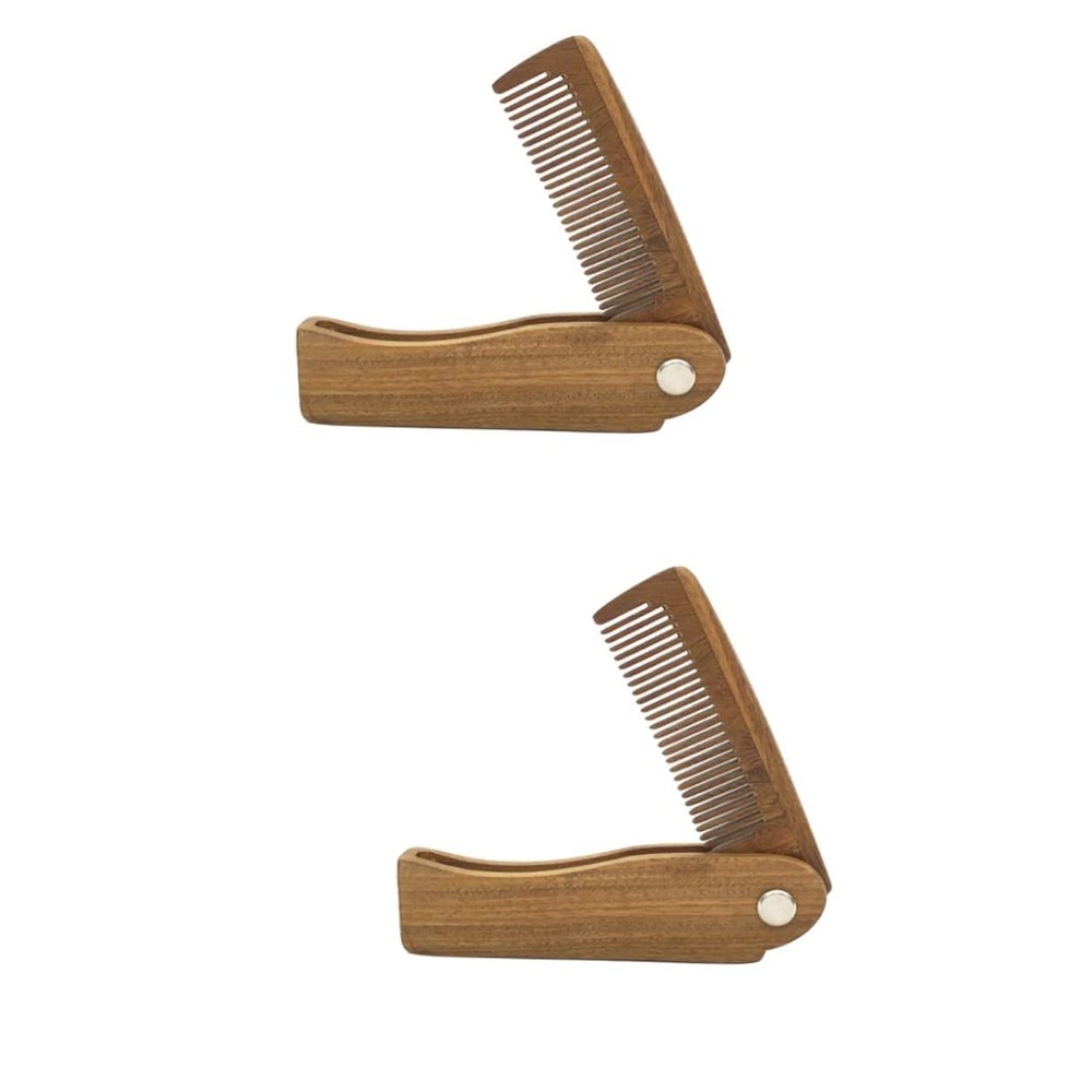 FRCOLOR 2pcs Portable Hair Beard Comb Mini Travel Comb Natural Hair Brush for Women Men Boys and Girls Smooth Fine Teeth