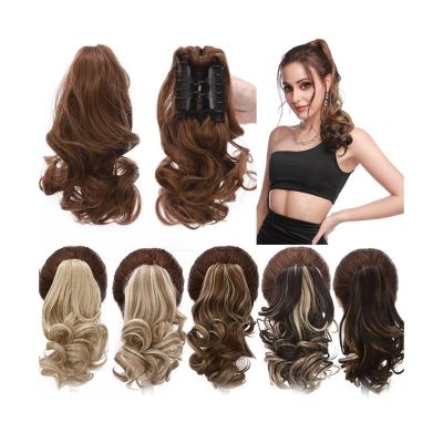 Ponytail Extension 12" Wavy Ponytail Extension, Short Claw Clip Ponytail Hair Extensions Natural Soft Synthetic Claw Clip In Wavy Pony Tails Hairpieces for Women Hairpiece for Women ( Color : 16P613 ,
