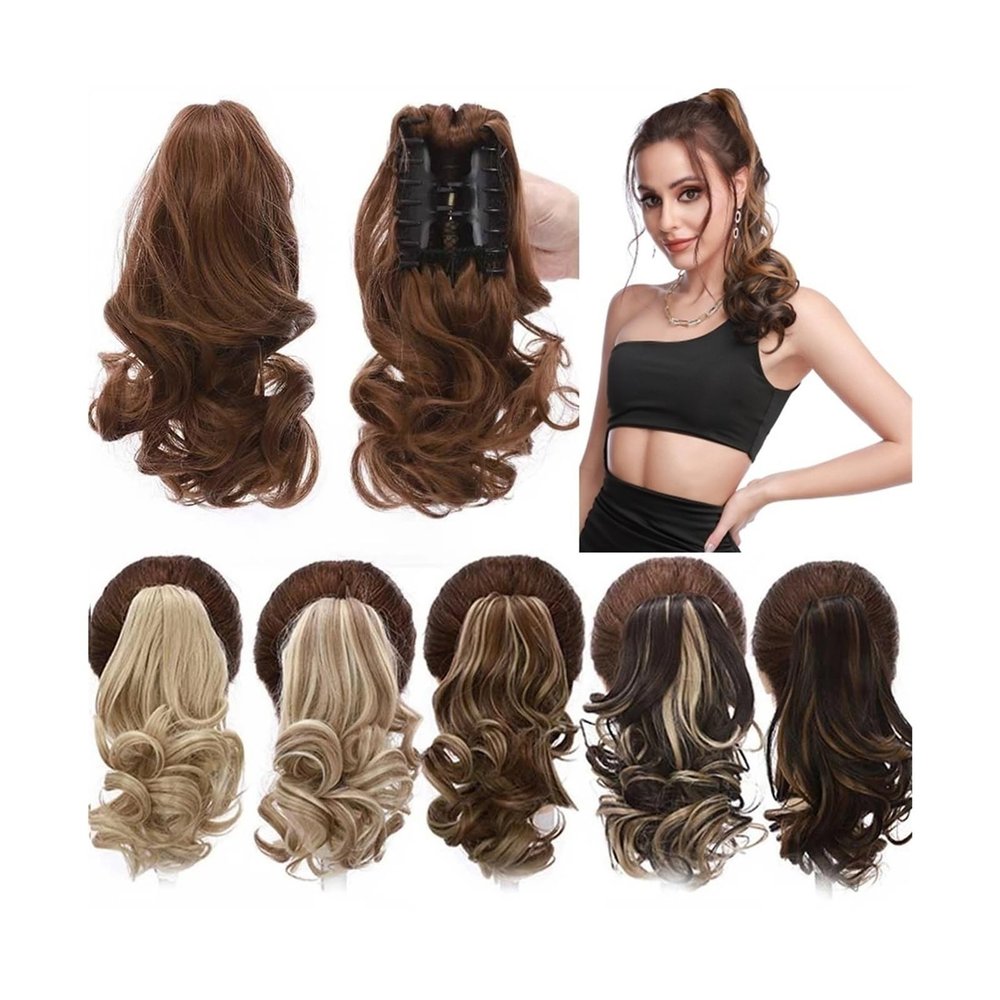 Ponytail Extension 12" Wavy Ponytail Extension, Short Claw Clip Ponytail Hair Extensions Natural Soft Synthetic Claw Clip In Wavy Pony Tails Hairpieces for Women Hairpiece for Women ( Color : 16P613 ,