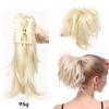 Ponytail Extension Claw Clip Ponytail Hair Extensions Synthetic Bendable Metals Messy Bun Hair Piece 12 Inch Wavy Curly Fake Hair Ponytail Extensions Hairpiece for Women (Color : Bleach Blonde, Size view 4