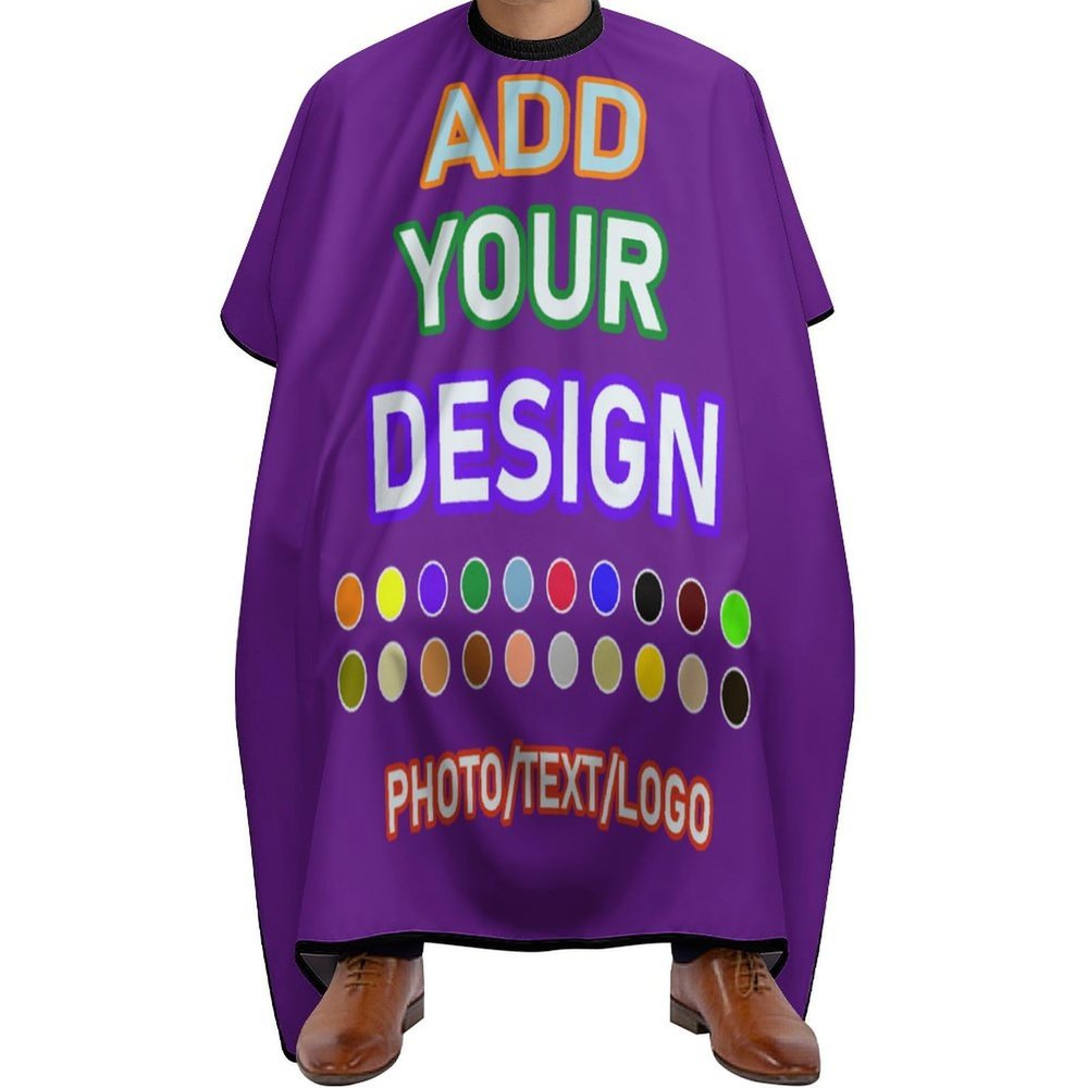 AJIOCIEU Custom Barber Cape Design Add Your Own with Personalized Logo Photo Haircut Apron with Adjustable Neckline Hairdressing Apron, for Adult Men Women Barber Cape, Purple