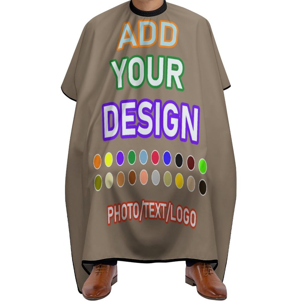 AJIOCIEU Custom Barber Cape, Personalized Salon Haircut Capes, Customized Add You Own Picture or Word Barber Apron, for Salon Hair Styling Barbershop, Khaki