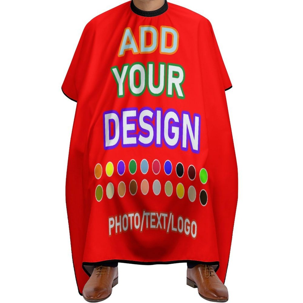 AJIOCIEU Custom Barber Cape, Personalized Salon Haircut Capes, Customized Add You Own Picture or Word Barber Apron, for Salon Hair Styling Barbershop, Bright Red
