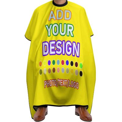 AJIOCIEU Custom Barber Cape, Personalized Hairdressing Apron with Adjustable Neckline - Design to Add the Unique Images and Text Barber Apron, for Home and Barbershop, Bright Yellow