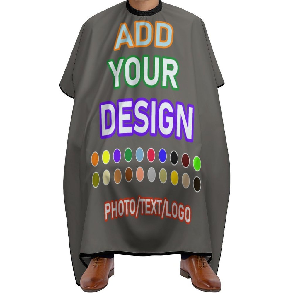 AJIOCIEU Custom Barber Cape, Personalized Hairdressing Apron with Adjustable Neckline - Design to Add the Unique Images and Text Barber Apron, for Home and Barbershop, Grayish Yellow