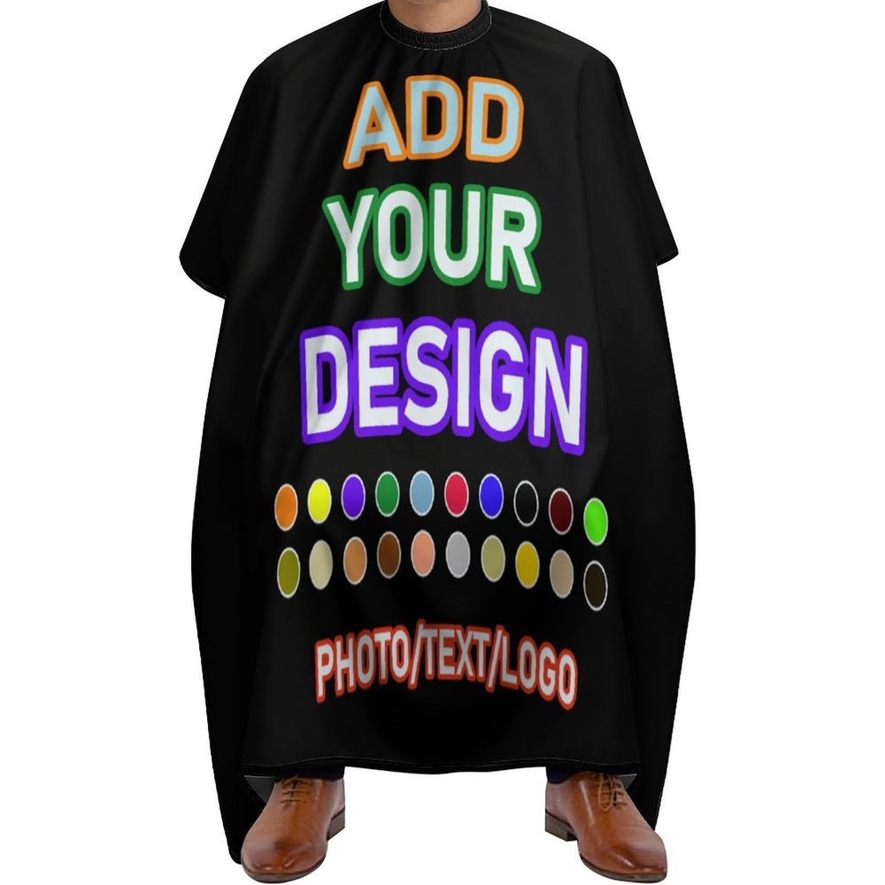 Custom Barber Cape, Personalized Salon Haircut Capes, Customized Add You Own Picture or Word Barber Apron, for Salon Hair Styling Barbershop, Black