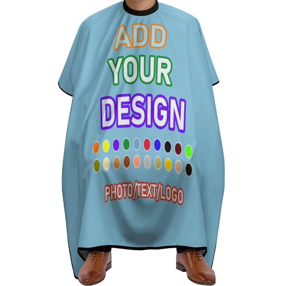 AJIOCIEU Custom Barber Cape, Personalized Hairdressing Apron with Adjustable Neckline - Design to Add the Unique Images and Text Barber Apron, for Home and Barbershop, Sky Blue