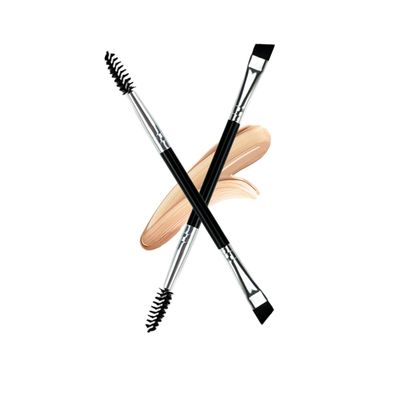 Ksvsonrvi 2PCS Eyebrow Brush, Professional Double-Ended Angled Eye Brow and Spoolie Brush, Black