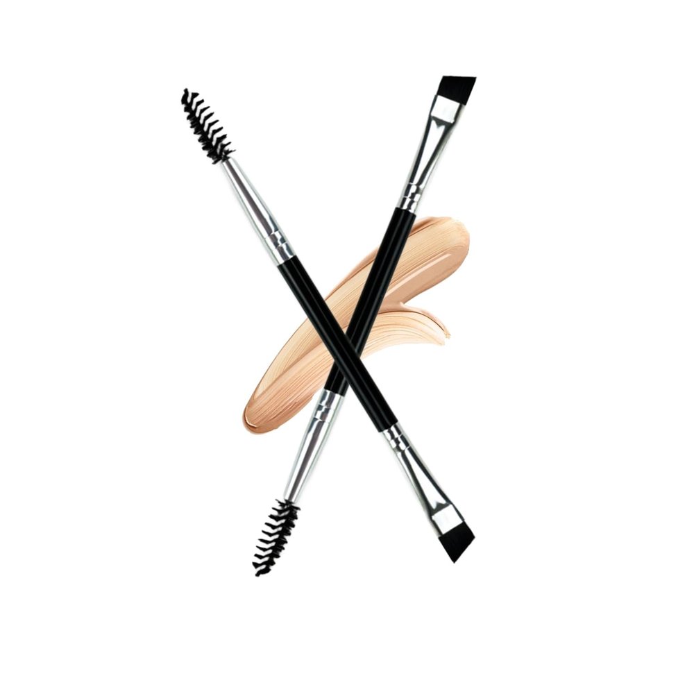 Ksvsonrvi 2PCS Eyebrow Brush, Professional Double-Ended Angled Eye Brow and Spoolie Brush, Black